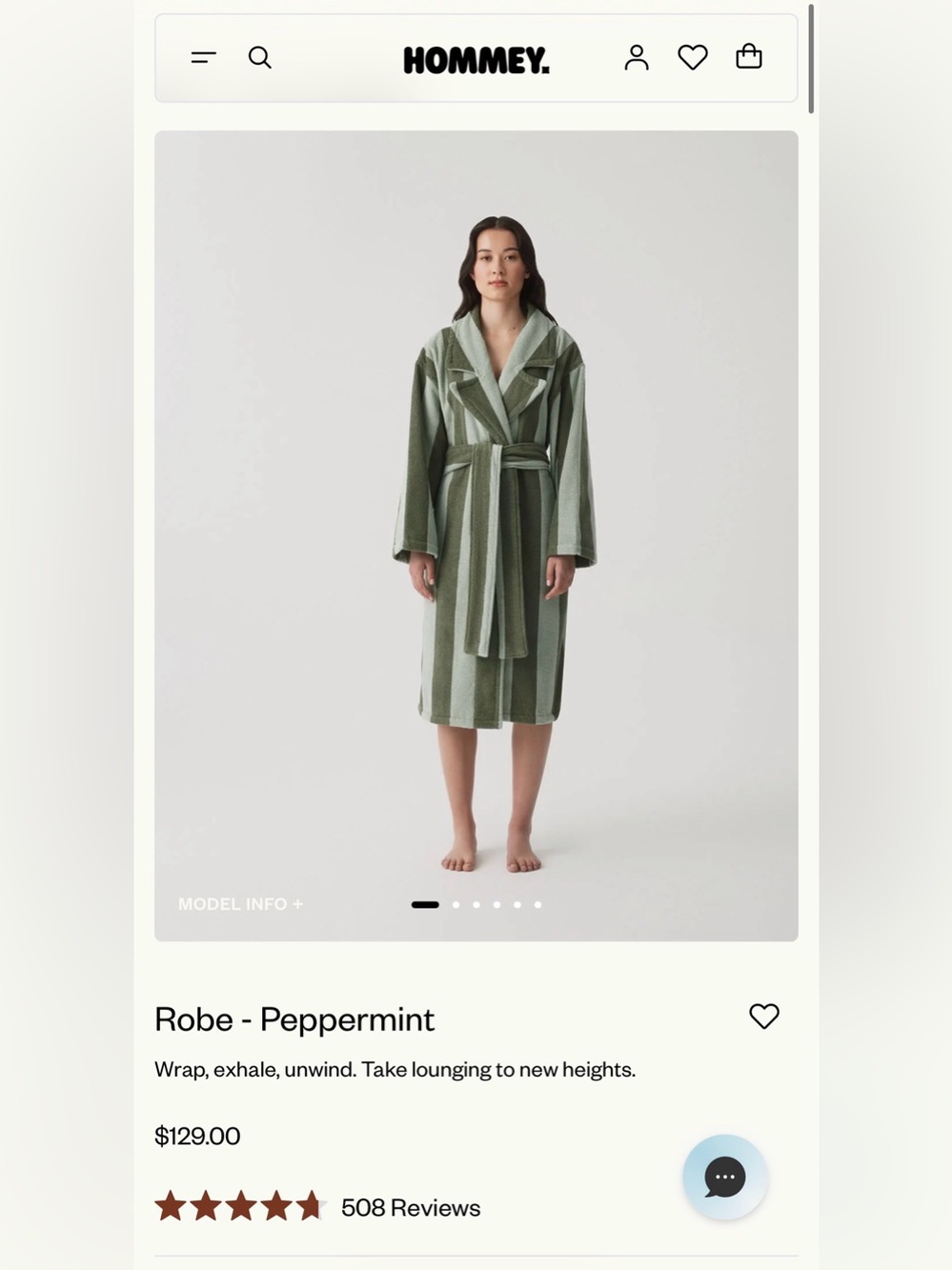 NWT Hommey Peppermint Stripe Robe